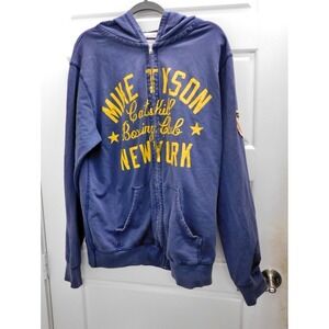 Roots Of Fight Mike Tyson Kid Dynamite Zip Up Hoodie Size XL Blue Yellow